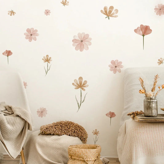 Flowers Wall Stickers Watercolor Home Decor