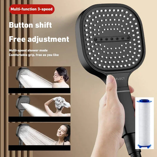 Large Panel 3-Mode Adjustable High-Pressure Shower Head