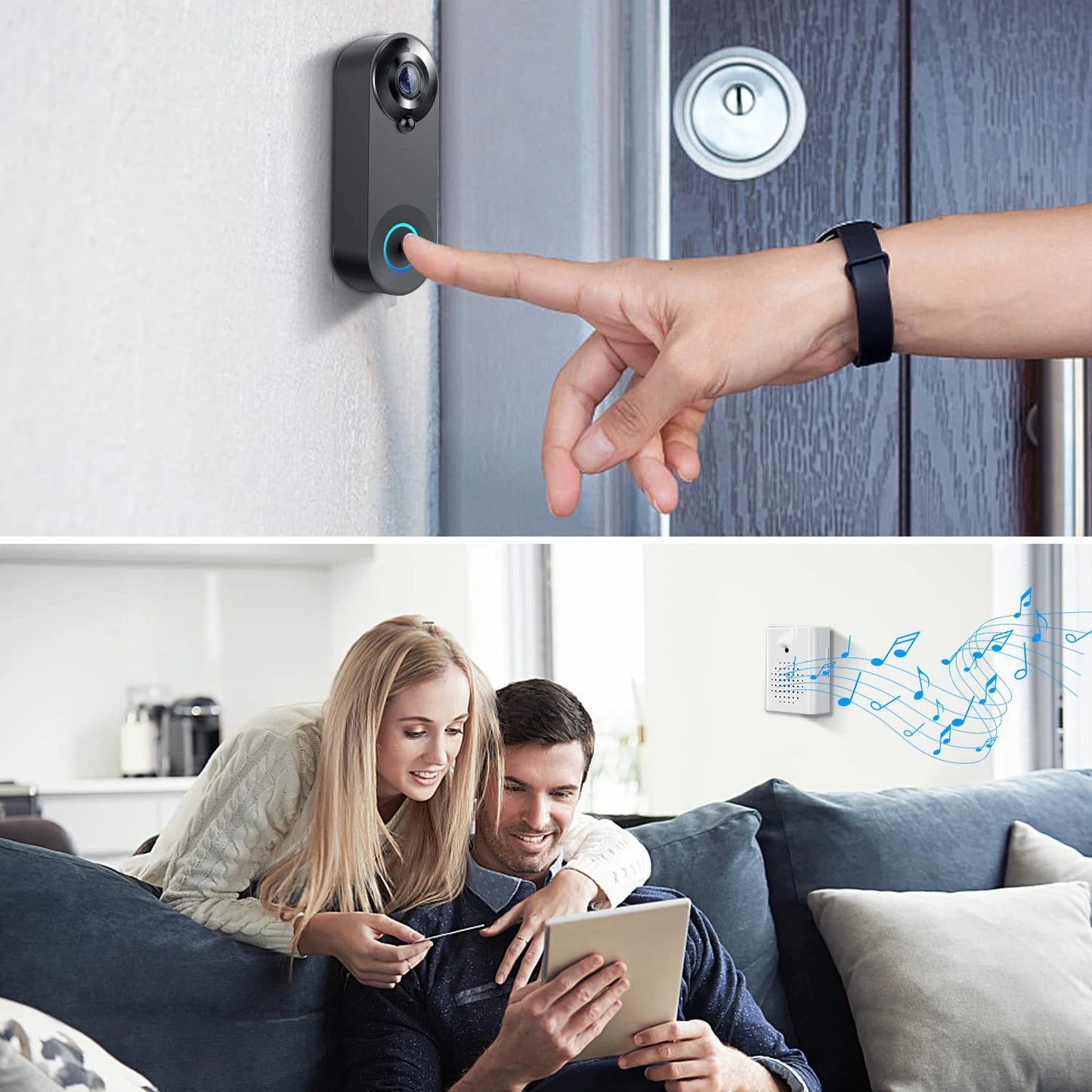 Top WIFI Doorbell Video Intercom 1080P - Internal Battery - USB Charge.